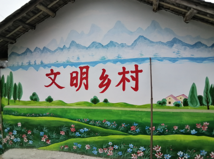 "农民画家"为村里手绘200幅墙画